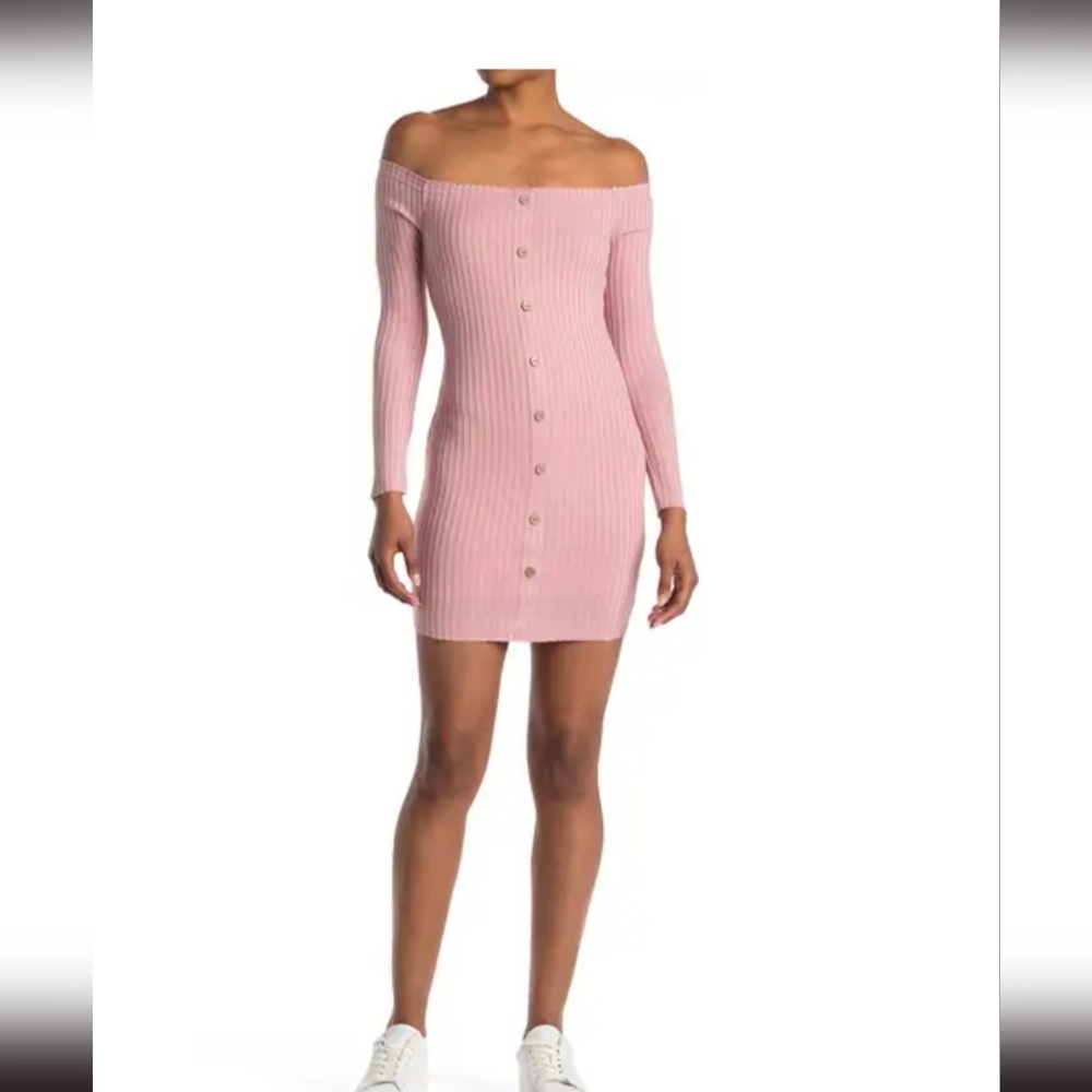 Ribbed off the shoulder bodycon dress